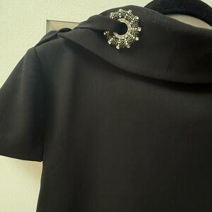 Badgley Mischka Black Dress with Silver Embellishment